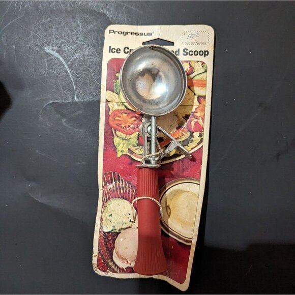 Vintage Progressue Mechanical Ice Cream Scoop with Red Handle NOS - Picture 1 of 4